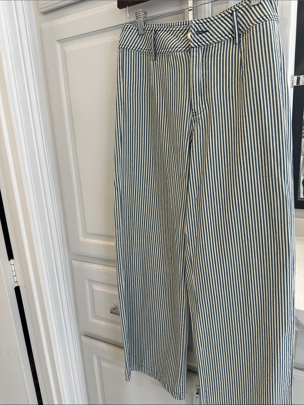 Molly green Striped High-Waist Wide Leg Pants - Blue & White